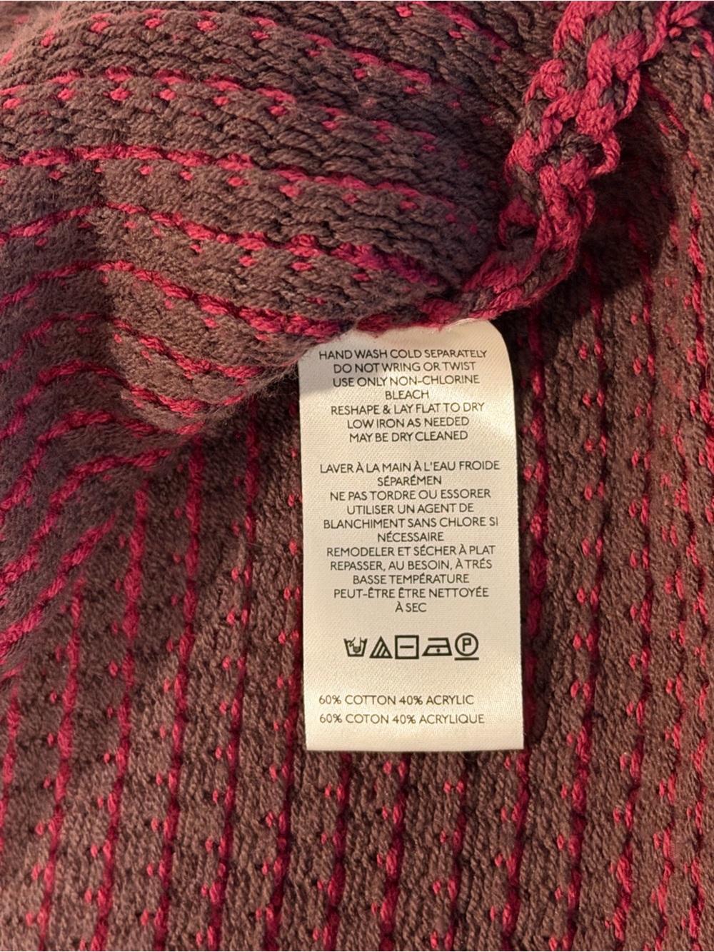 Free People Women's V-Neck Sweater in Red Berry & Brown, Size XS - Picture 7 of 13